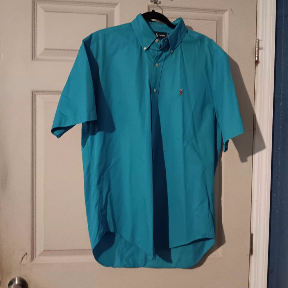 Ralph Lauren Blake Mns Sz M Light Blue Short Sleeve Button Down Shirt Cotton